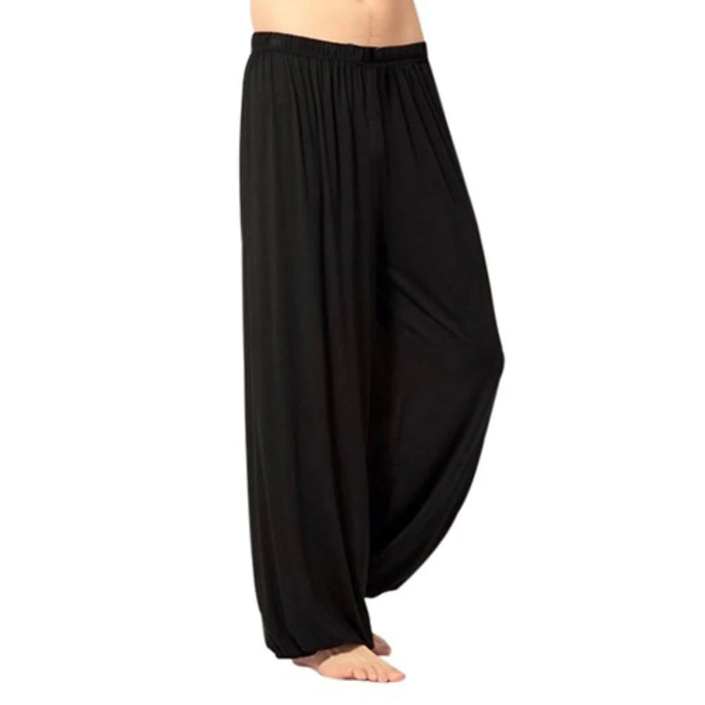 Yoga Pants Men\'S Casual Solid Color Baggy Trousers Belly Dance Yoga Harem Pants Slacks Sweatpants Trendy Loose Dance Clothing