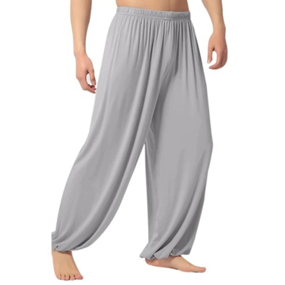 Yoga Pants Men\'S Casual Solid Color Baggy Trousers Belly Dance Yoga Harem Pants Slacks Sweatpants Trendy Loose Dance Clothing