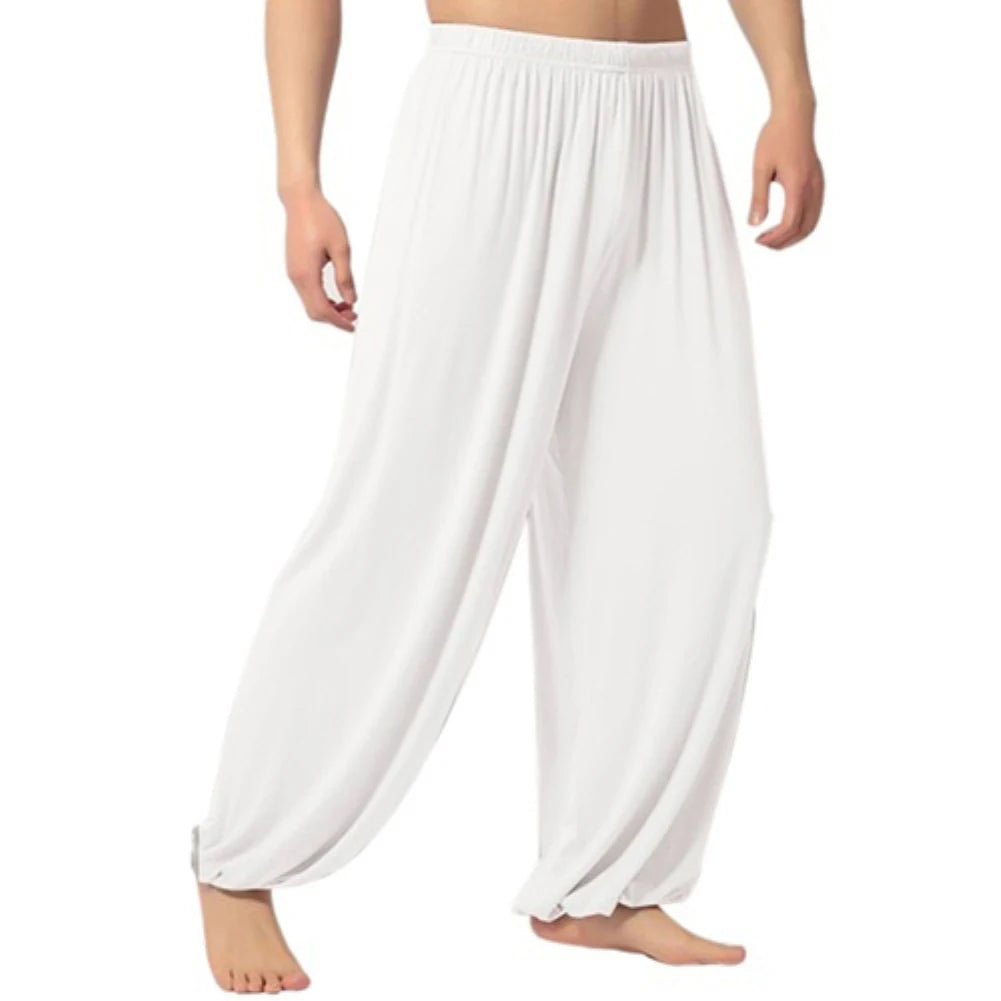 Yoga Pants Men\'S Casual Solid Color Baggy Trousers Belly Dance Yoga Harem Pants Slacks Sweatpants Trendy Loose Dance Clothing