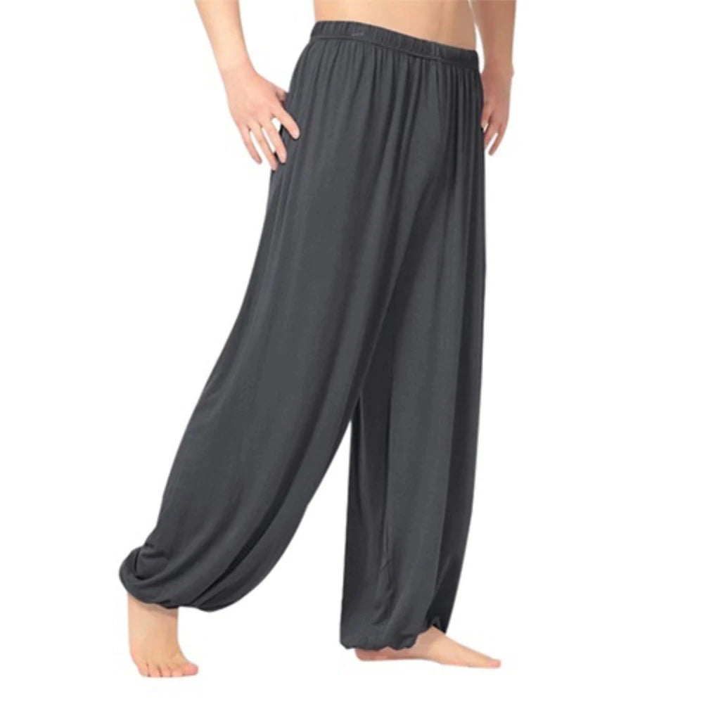 Yoga Pants Men\'S Casual Solid Color Baggy Trousers Belly Dance Yoga Harem Pants Slacks Sweatpants Trendy Loose Dance Clothing